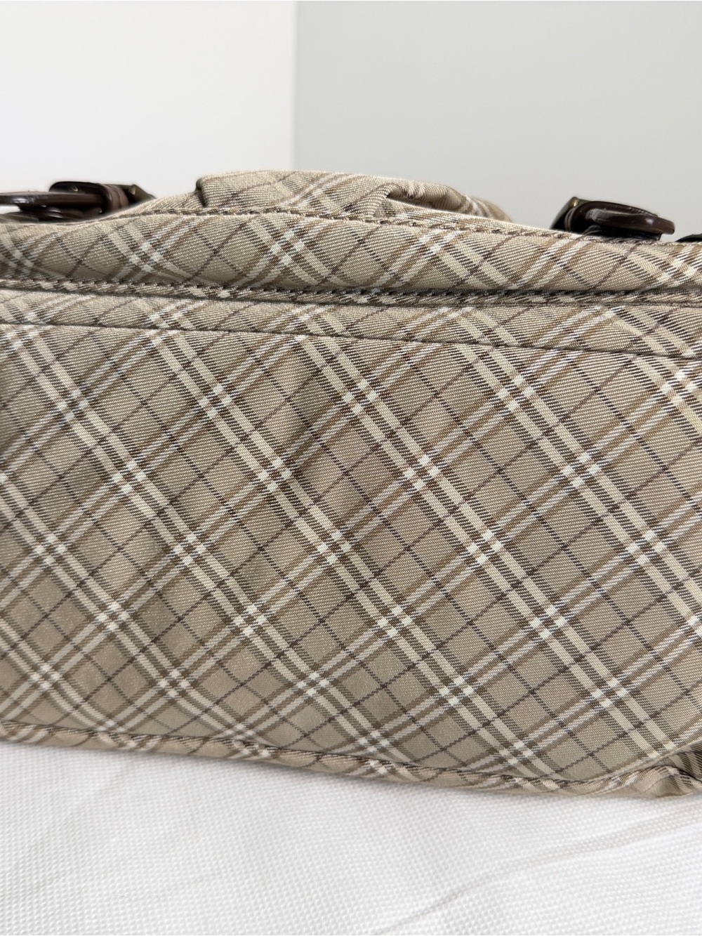 Burberry Tan & Brown Plaid Canvas Saddle Bag - Picture 5 of 10